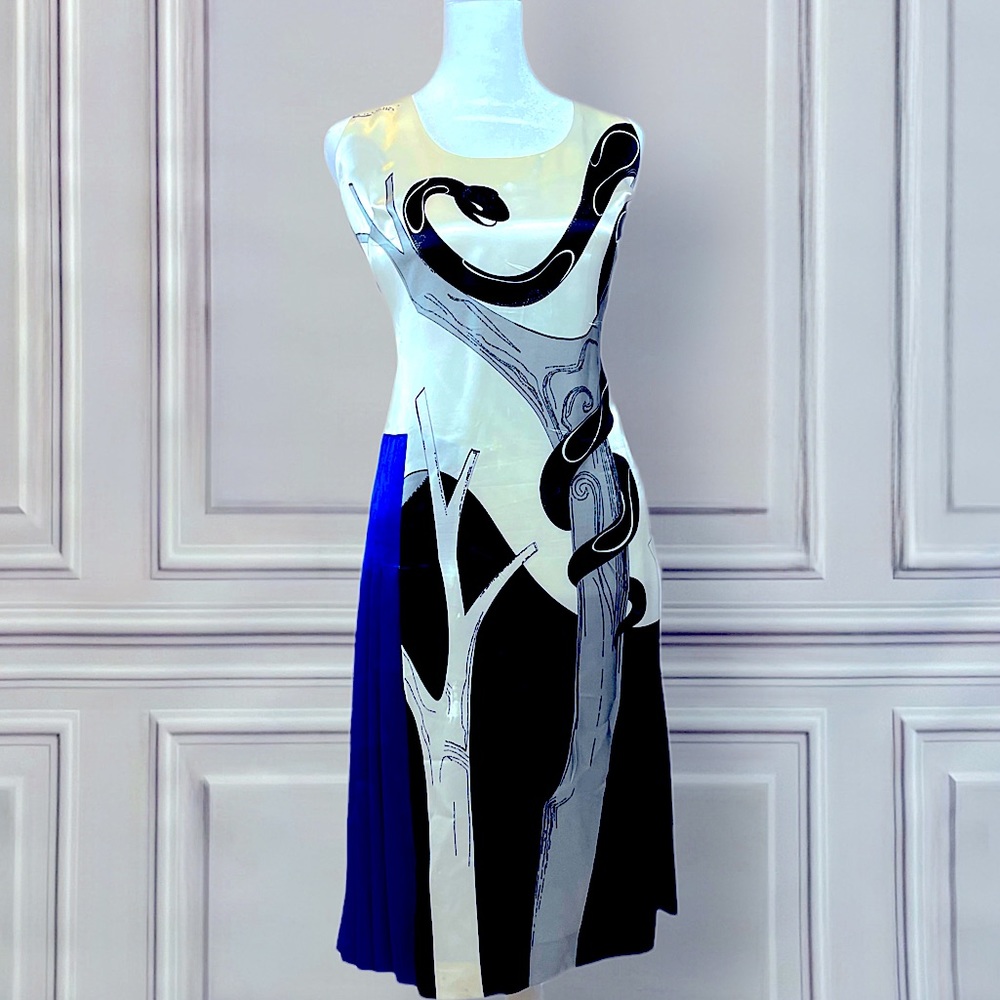 MIU MIU - Spring 2011: Snake Tank Dress with Blue Pleated Detail